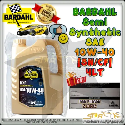 BARDAHL MXP Semi Synthetic Superior Petrol Engine Oil SAE 10W-40 10W40 SN/CF 4L 4LT