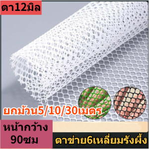 ตาข่ายพลาสติก หน้ากว้าง90ซม สีขาว ยาว5/10/30เมตร ตาข่ายรองหินจัดสวน ตะแกรงพลาสติก 6เหลี่ยม ตาข่ายล้อมรั้ว ตาข่ายทำกรงสัตว์เลี้ยง