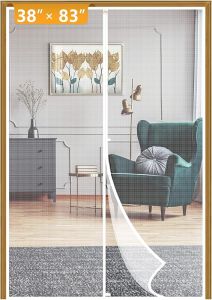 Yotache White Magnetic Screen Door Fits Door Size 32 x 80 Screen Size 34" x 81" High Density Mesh Curtain for Back Walk Through Door with Windproof Hasp Design