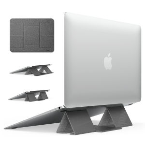 Ringke Folding Stand 2 - Portable and Foldable Invisible Laptop Stand for Desktop MacBook Notebook Computer iPad Tablet