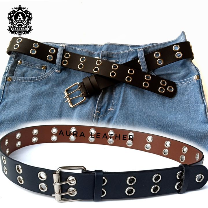 AURA LEATHER RING BELT CHAIN IKAT PINGGANG WANITA GESPER FASHION