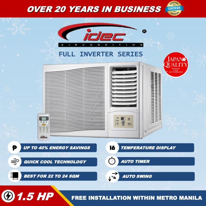 IDEC 1.5 HP Window Type Inverter Series Airconditioner with Remote