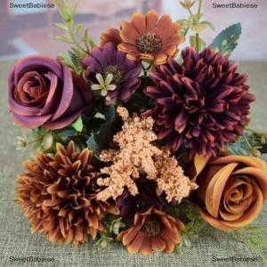 [COD] SweetBabiese 1 cái hoa hồng Nhân Tạo Hoa cưới cô dâu bó hoa vườn giả lụa hoa mẫu đơn hoa cẩm tú cầu trang trí nhà đạo cụ chụp ảnh