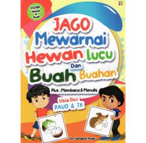 Buku Anak - JAGO MEWARNAI HEWAN LUCU DAN BUAH BUAHAN - PLUS MEMBACA & MENULIS
