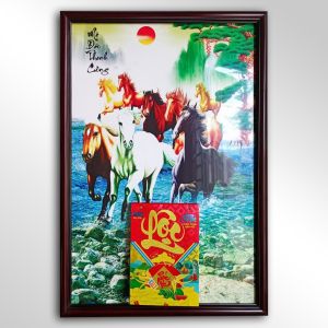 Lịch gỗ treo tường 2027 lịch tráng gương bằng gỗ Mã Đáo Thành Công có gắn bloc lịch năm mới