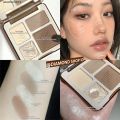 Termurah !!! 3 in 1 Eyeshadow Highlighter Blush On Contour Hidung dan Wajah Muge Leen 4 Color ORI / Eyeshadow Lengkap Glitter Eyeshadow Palette Matte Highlighter Makeup Highlighter Glowing Tahan Lama Pink Blush On Waterproof Blusher Tahan Lama Perona Pipi. 