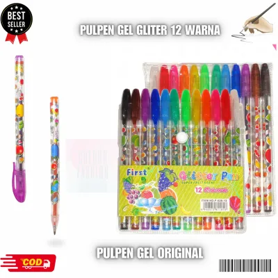 ( PROMO 1 LUSIN PULPEN 12 WARNA ) Pen Pulpen Gliter/ PULPEN GEL GLITTER SET 12 WARNA/ Ballpoint Gel Gliter 12 Warna/ Bisa Cod / GLITTER PEN 12 WARNA FANCY/ Colour Fashion