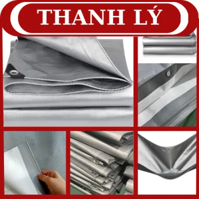 [ Thanh Lý - Màu Bạc ] Bạt Che Nắng Mưa Hàn Quốc Nam Việt - May Viền Đóng Khoen Sẵn - Giá Bán Theo Khổ Tùy Chọn-Bạt Lưới Nhựa Nam Việt