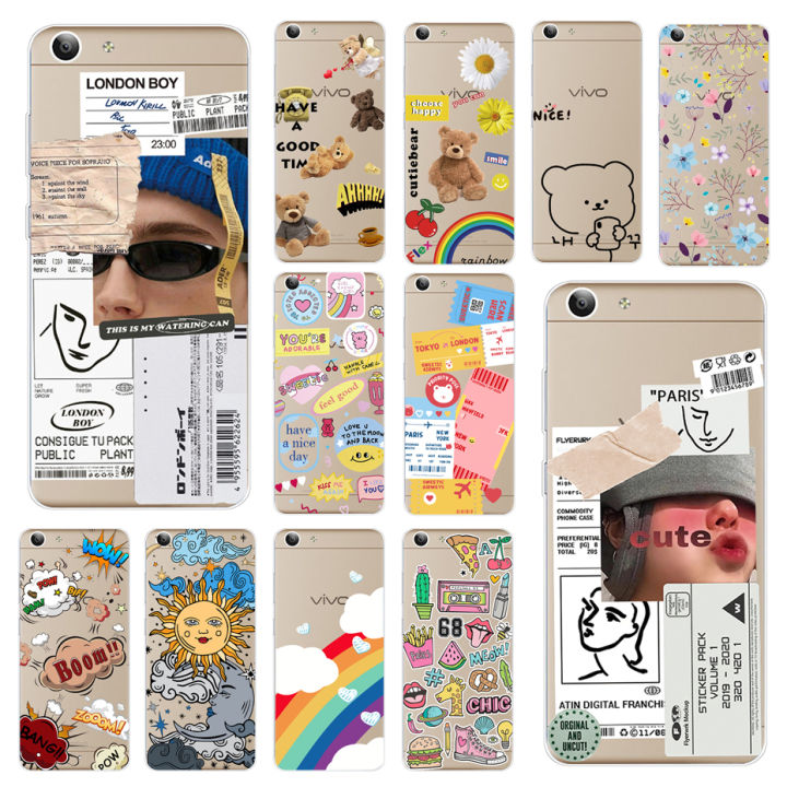 For Vivo Y53 Case New Fashion Art Label Silicone Soft Clear