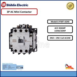 Shihlin Magnectic Contactor  30A 15KW/20HP ~ 2NO+2NC  ~ AC240/AC415/AC110/AC24