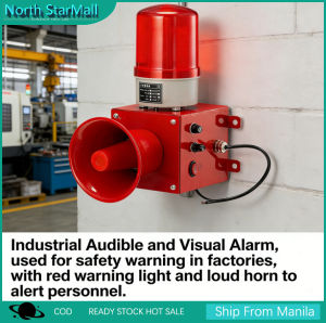 130dB Industrial Strobe Siren Voice & Light Alarm 24V/220V Emergency Security Warning Alert