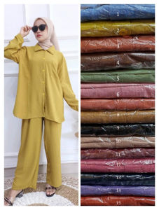 Abinya one set I setelan wanita bahan kringkel premium | set kemeja