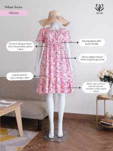 nilam homedress ayuri | daster rayon premium | daster busui | baju hamil daster adem | daster lembut| ditsy | atelier angelina | nilam Indonesia| ayu jelita | wearing delina