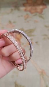 Viviann sparkling zircon classic luxury zirconia charm bracelets for women fashion brand jewelry elegant bangle high-end Golden titanium steel non-fade bracelet female plain ring zircon luxury bracelet