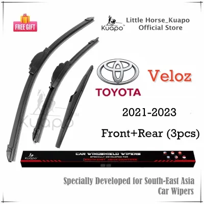 (Front+Rear 3pcs) Toyota RAIZE / VELOZ / ZENIX Wiper Blade Set for (Select Your Model) Crossover SUV MPV VAN Car Window Wipers Bundle (banana type+original back) by Kuapo wifer
