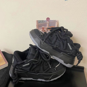 【High Quality】Thick-soled heightening black bread shoes womens 2025 new summer autumn casual versatile dad shoes couple high-value sneakers