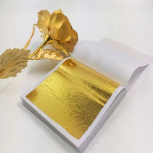 100pcs Gold Foil Leaf Sheet Gold Plated DIY Resin Candle Paste Craft Nail Birthday Party Wedding Cake Dessert Decoration