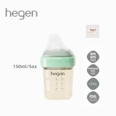 Hegen PCTO Feeding Bottle Wide Neck PPSU 5oz 8oz 11oz Baby Bottle With Anti-colic Teat (Purple/White/Pink/Blue/Green)