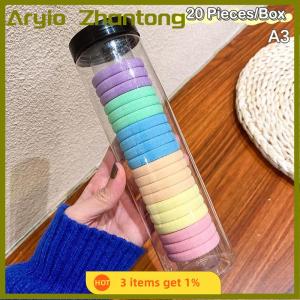 Aryio 20 Pieces Box Canned Towel Ring High Elastic Seamless Simple Solid Colors Hair Ring Ponytail Holder Hair Ropes Hair Accessories