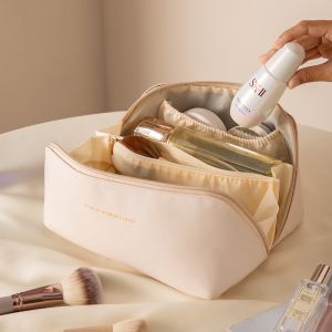 Túi Da PU Đựng Mỹ Phẩm Chống Thấm Nước Tiện Lợi Thiết Kế Khóa Kéo Nhiều Ngăn Đựng Được Nhiều Đồ Cá Nhân Du Lịch