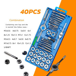 ชุดต๊าปเกลียว ต๊าปชุดเอนกประสงค์ 40 ชิ้น หน่วยมิล กล่องเหล็ก (ชุดมืออาชีพยอดนิยม) ดอกต๊าปเกลียว ต๊าปเกลียว สร้างเกลียว ต๊าป 40pcs Tap Die Set