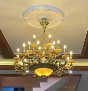 Đèn chùm đồng xịn 100% Đèn chùm đồng nến cao cấp 18 tay nến đèn tân cổ điển đèn chùm đồng cho trần gỗ