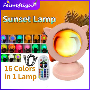 Sunset lamp atmosphere sun light mini 16 color with remote control sun projector LED fairy lights for bedroom 5V USB Atmosphere Night Light Background Wall Decoration Photography Light Live Beauty New