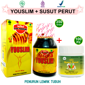 PAKET HEMAT OBAT PENURUN LEMAK TUBUH GENDUT : MADU YOUSLIM  ATH THOIFAH dan PIL SUSUT PERUT HERBAL BOROBUDUR