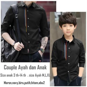 Kemeja Kita Couple Ayah Anak Couple Keluarga Couple Ayah Anak Laki-Laki TobiYosaki Hitam