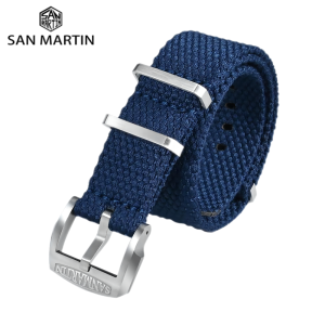 San Martin Braided Linen Watch Strap 22mm 20mm Paratrooper Watchband Fabric Watch Band Buckle Belt Breathable BD00122026
