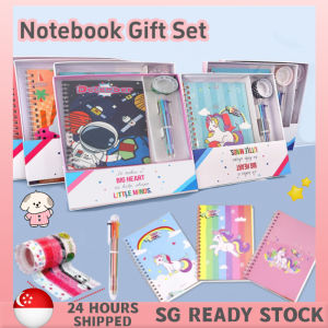 【🇸🇬 READY STOCK】Notebook Gift Set Notebook Ledger Set Gift Box Notepad Travel Notebook Cute Cartoon Astronaut Coloring Page Childrens Gift Bag Gift
