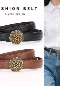 Women Thin Genuine Leather Belt High End Fashion Versatile Vintage Commuter Decorative Accessory