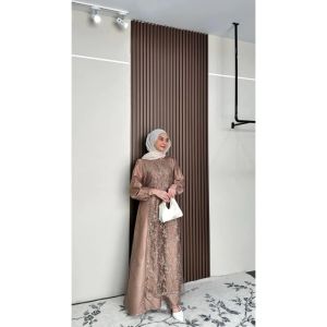 Nala Dress Brokat Mix Tile Gaun Kondangan Model Terbaru 2025 Gamis Silk Simple Elegan Outfit Pesta Bridesmaid Modern