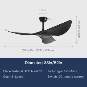 YYD 38/52 นิ้วพัดลมเพดานประหยัดพลังงานพิเศษ DC มอเตอร์พัดลม ABS ป้องกันสนิมและทนต่ออุณหภูมิสูงใบพัดพัดลม