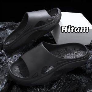 Sandal slop pria keren murah terbaru casual platform tebal Sendal cowok karet kekinian slide empuk EVA rumah outdoor