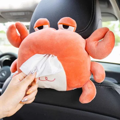 Car backseat Tissue Box / Hanging Cartoon Plush tissue box / Coral fleece Cartoon doll Lion Crab Dog / tissue storage/ Car storage organizer