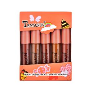 ลิปสติก สีโทนส้มอิฐ พีช ยกกล่อง 5 แท่ง คละสี