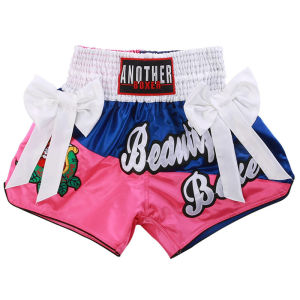 Satin Muay Thai shorts bow ribbons ing shorts women men kids fight kicking pants gym Fitness bodybuilding Dec clothing