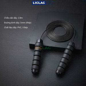 Dây nhảy thể thao lõi thép bọc PVC cao cấp vòng bị 360 độ chống xoắn có tạ sắt tập thể lực DN-TS04