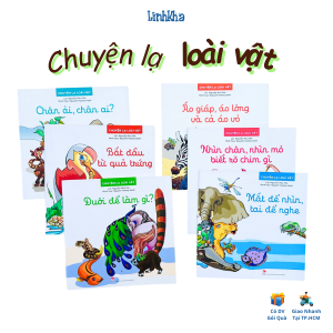 Sách Tranh Chuyện Lạ Loài Vật - Bộ 8 cuốn - Đuôi làm gì chân ải chân ai mắt để nhìn đem sừng đọ răng.. NXB Kim Đồng
