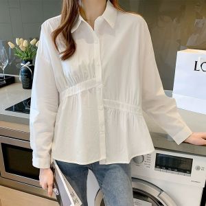 SJM KEMEJA KASUAL WANITA BAHAN KATUN POPLIN PREMIUM LENGAN PANJANG PINGGANG SERUT 8260