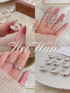 Nhẫn Zircon hình học Đảng Nhẫn đính hôn Quà Tặng Y2K nhẫn Nhẫn hở nhẫn có thể điều chỉnh quà tặng cho nữ Phụ nữ
