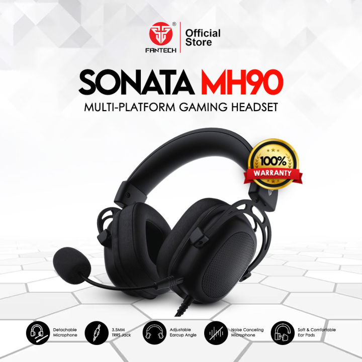 Fantech MH90 Sonata Adjustable Headband Detachable Microphone Gaming  Headset Headphones with Noise Cancelling Microphone Multi Platform