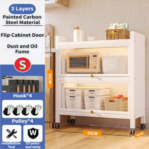Kitchen Storage Pantry Cabinet Buffet Sideboard Cupboard Coffee Bar Microwave Stand Cabon Steel Organizer With Door