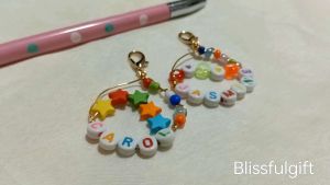 Personalised Colourful Keychain Customised Name Bag Charm for Children Days Gift