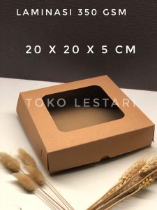 (5 Pcs) Box Kraft LAMINASI JENDELA 20x20x5 Cm Untuk Kotak Packing Kue Roti Snack