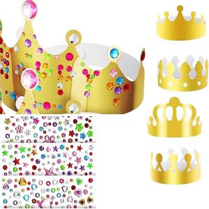 23Pcs Party Crowns with StickersGold Paper CrownsDiy Birthday King Crowns Craft to Decorate Assorted Sizes for Kids Women and AdultsPaper Prince Princess Crown Hats
