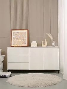 Cream Style Sideboard Cabinet Kitchen Multi-Functional Tea Cabinet Multi-Layer Sideboard Cabinet Living Room Wall Locker