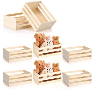 DIVATEN 1pc Wooden Dollhouse Wooden Crate Multi-Size Open-Top Dollhouse Mini Wood Box Simple DIY Miniature Craft Mini Vegetable Basket Dollhouse Kitchen Decor