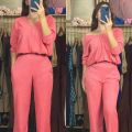 1515-VNeck Loose 3/4 Sleeve Top Terno Coords Set Trendy Women Casual [M-2XL]. 